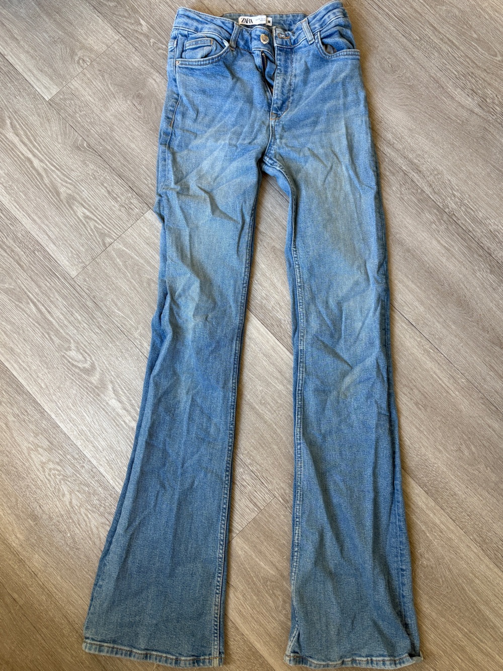 Zara Medium Blue High-rise Flare-Leg Women’s Jeans